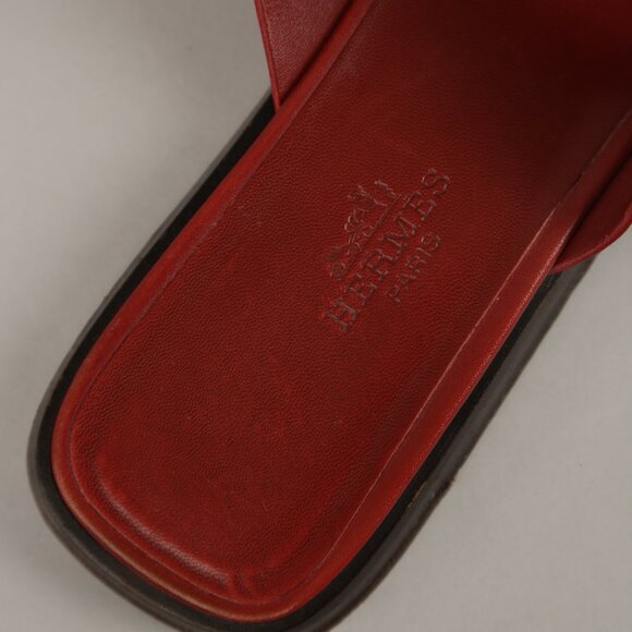 Rare Hermes Leather Slide Flat Sandals - Picture 5 of 6